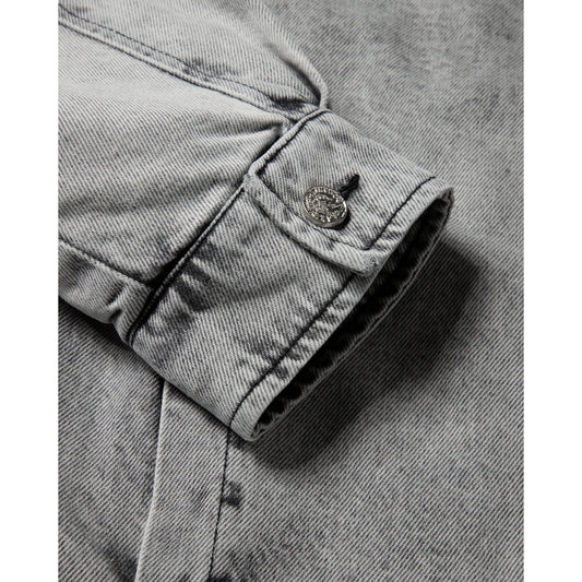 Sherpa Denim Car Coat - Grey