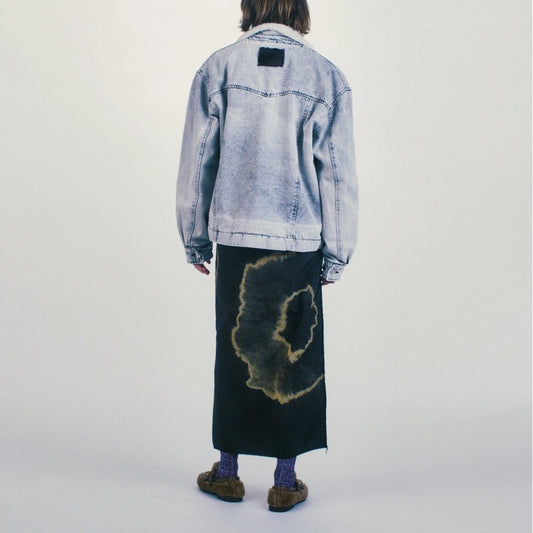 Sherpa Denim Car Coat - Grey
