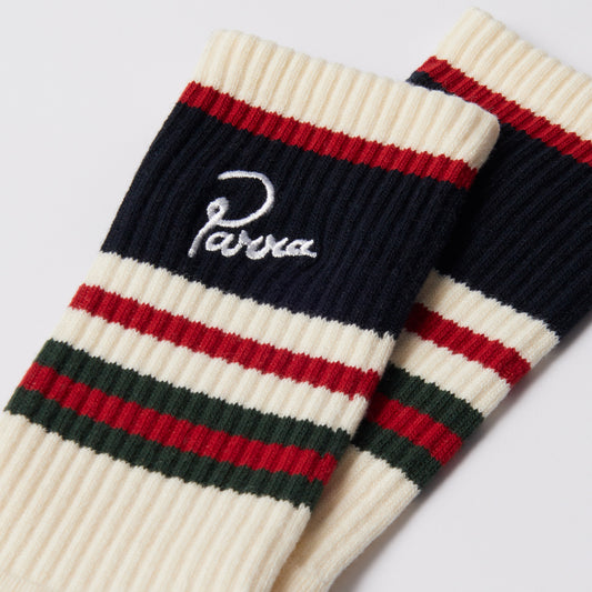 Signature Striped Crew Socks - White