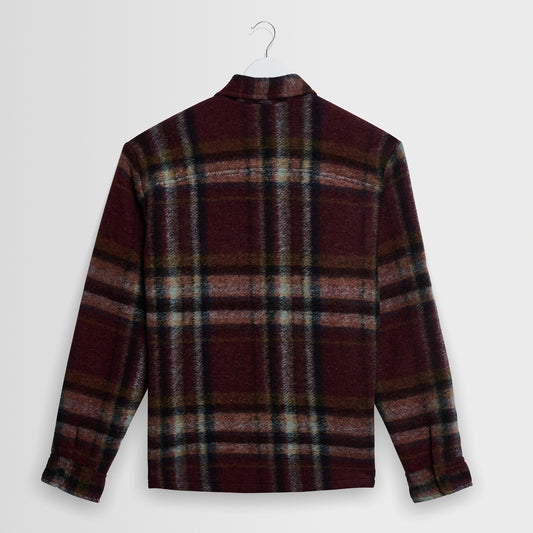 Whiting Overshirt  Wool Blend Check - Burgundy / Multi