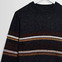 Wilde Crew Brush Bold Stripe - Charcoal Brown