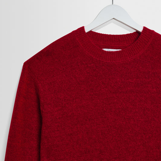 Wilde Crew Fluffy Wool Crewneck - Red
