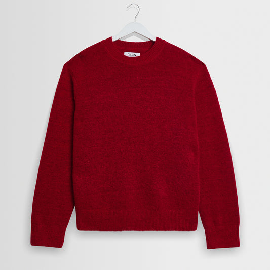 Wilde Crew Fluffy Wool Crewneck - Red