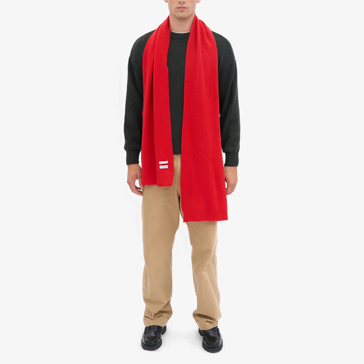 Merino Wool Scarf - Red Tangerine