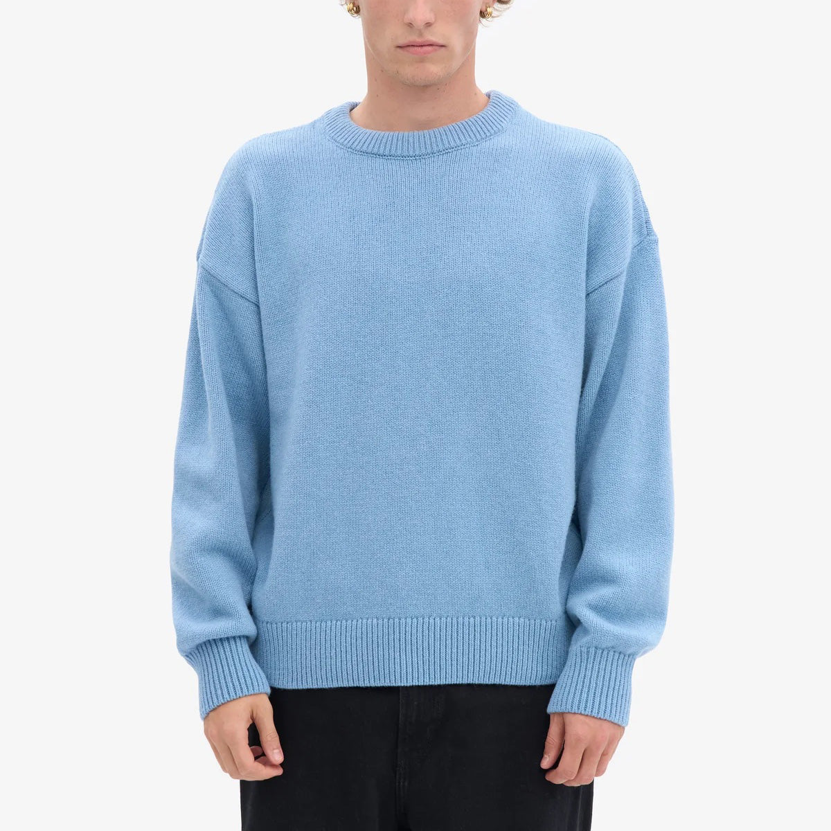 Oversized Merino Wool Crew - Seaside Blue