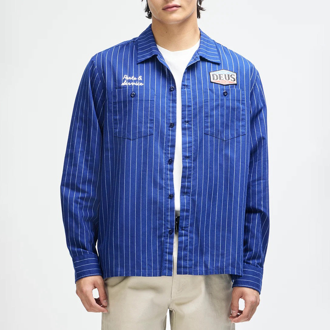 Forecourt Stripe Shirt (26.2) - Mechanic Blue