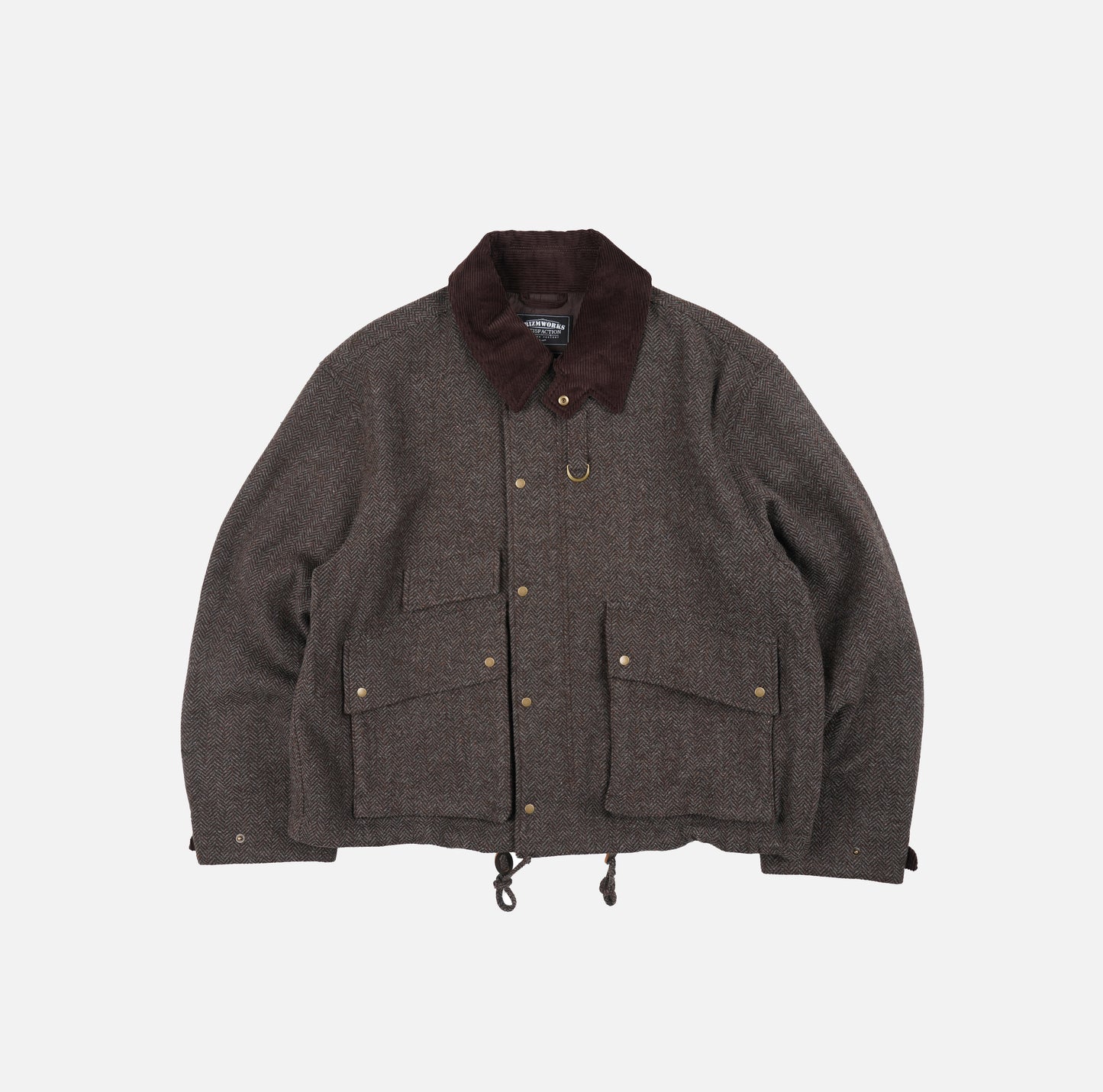 Herringbone Wool Hunting Jacket - Pine Browm