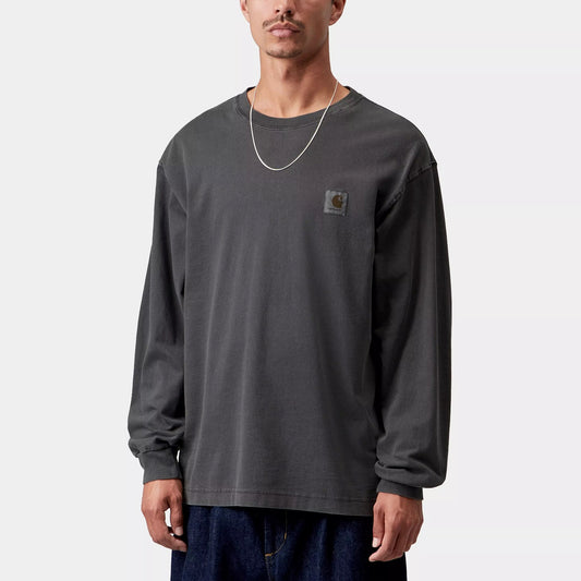 L/S Vista Waffle T-Shirt - Black garment dyed