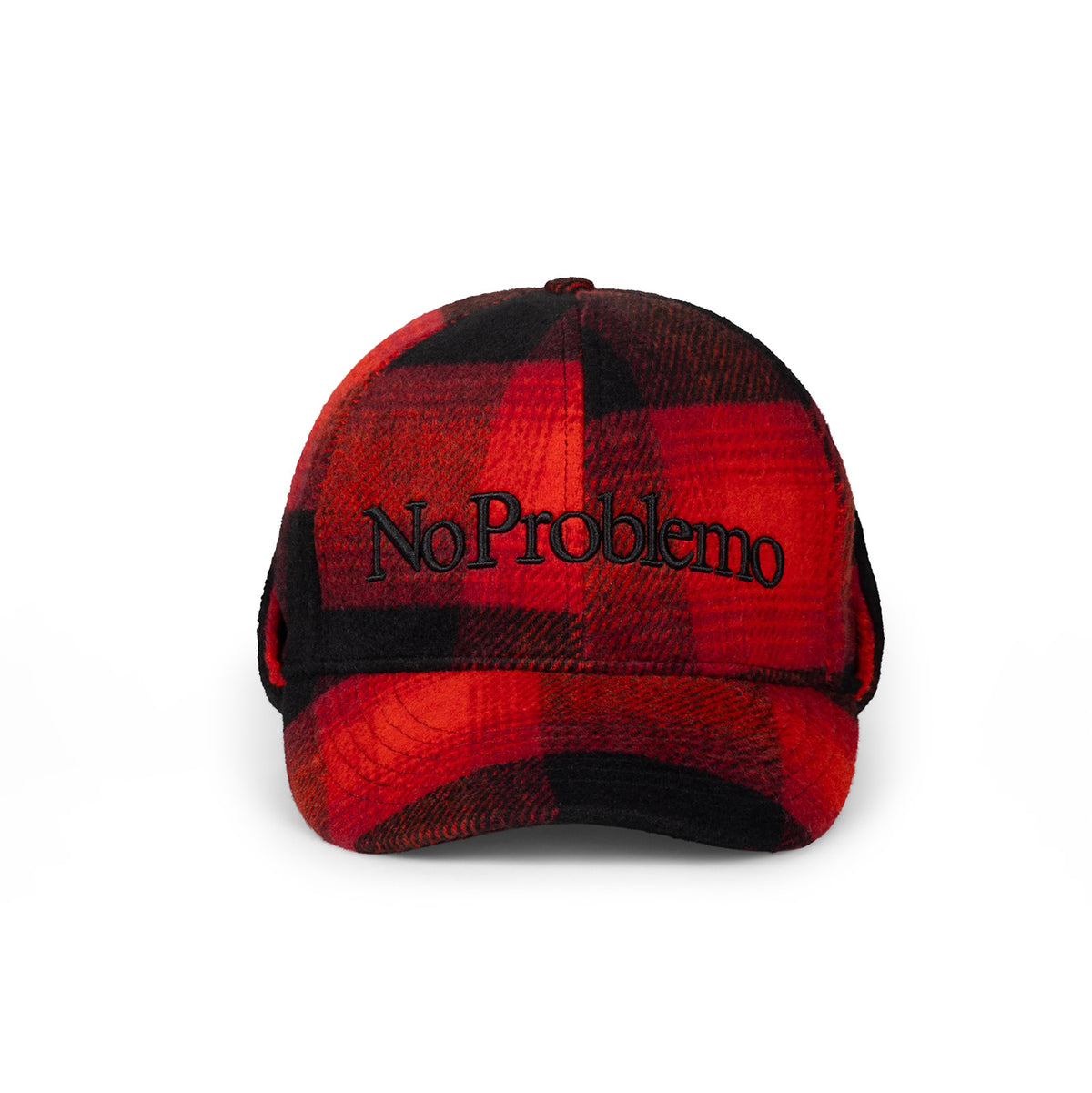 No Problemo Plaid Flap Cap - Red