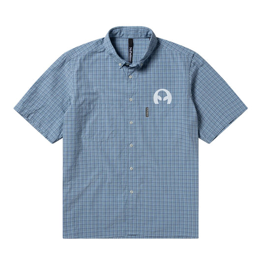 Alien-O Print SS Check Shirt - Blue