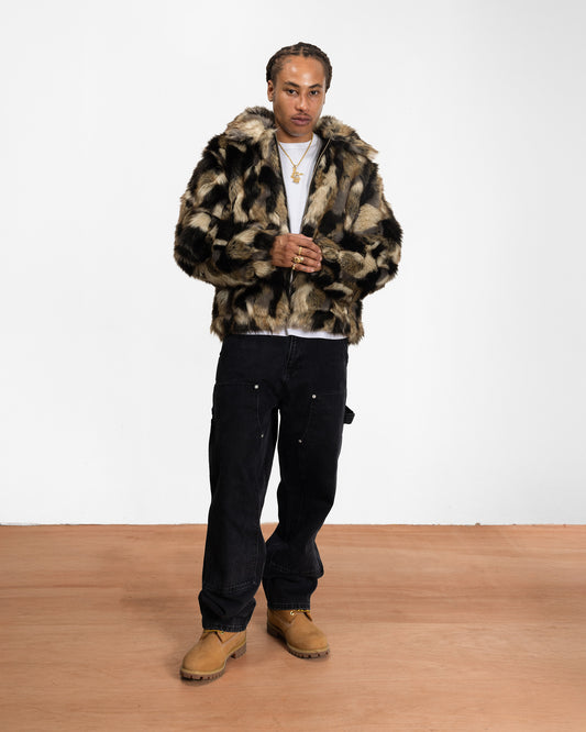 Faux Fur Patchwork Jacket - Multi