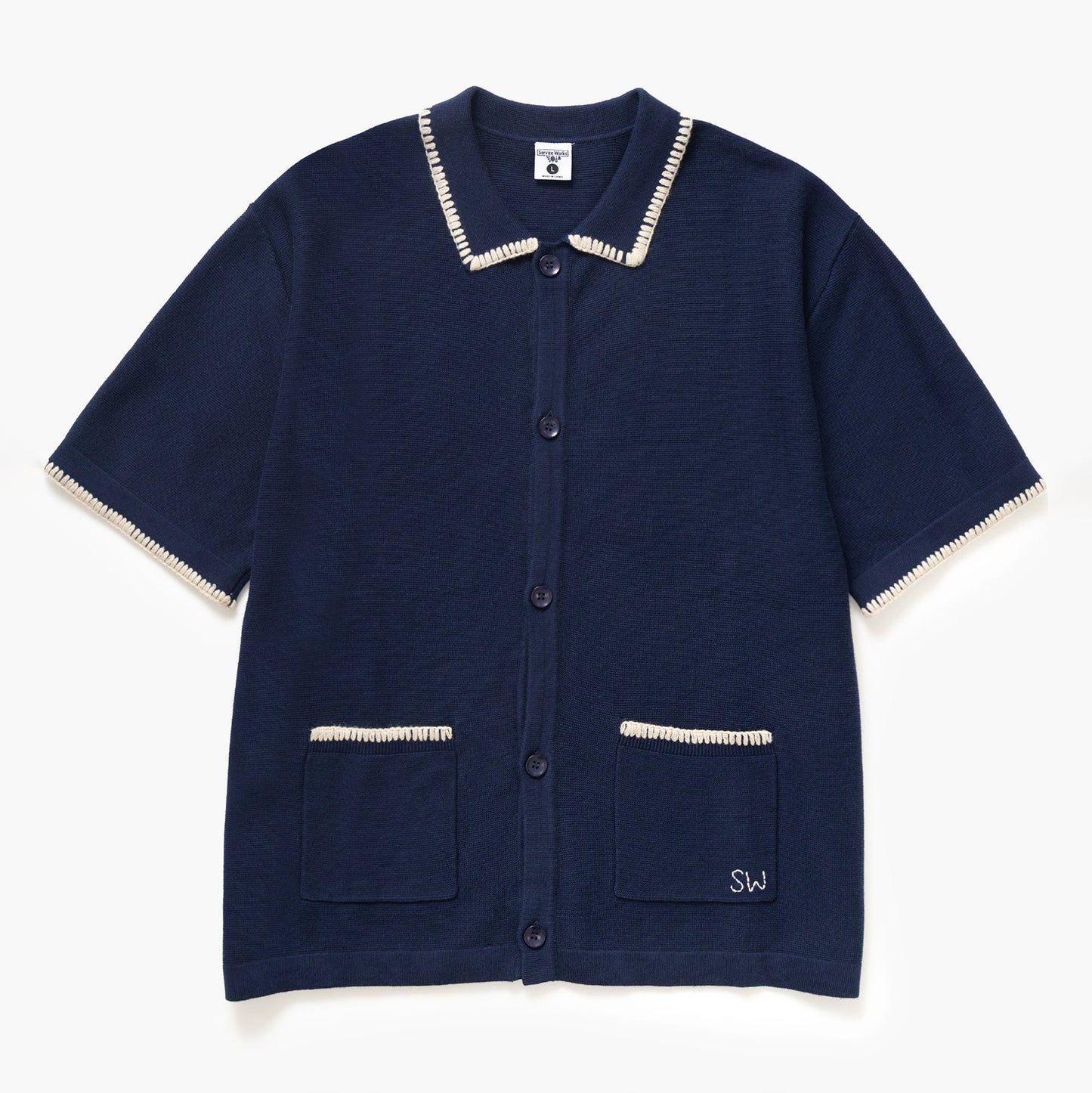Blanket Stitch Knit - Navy