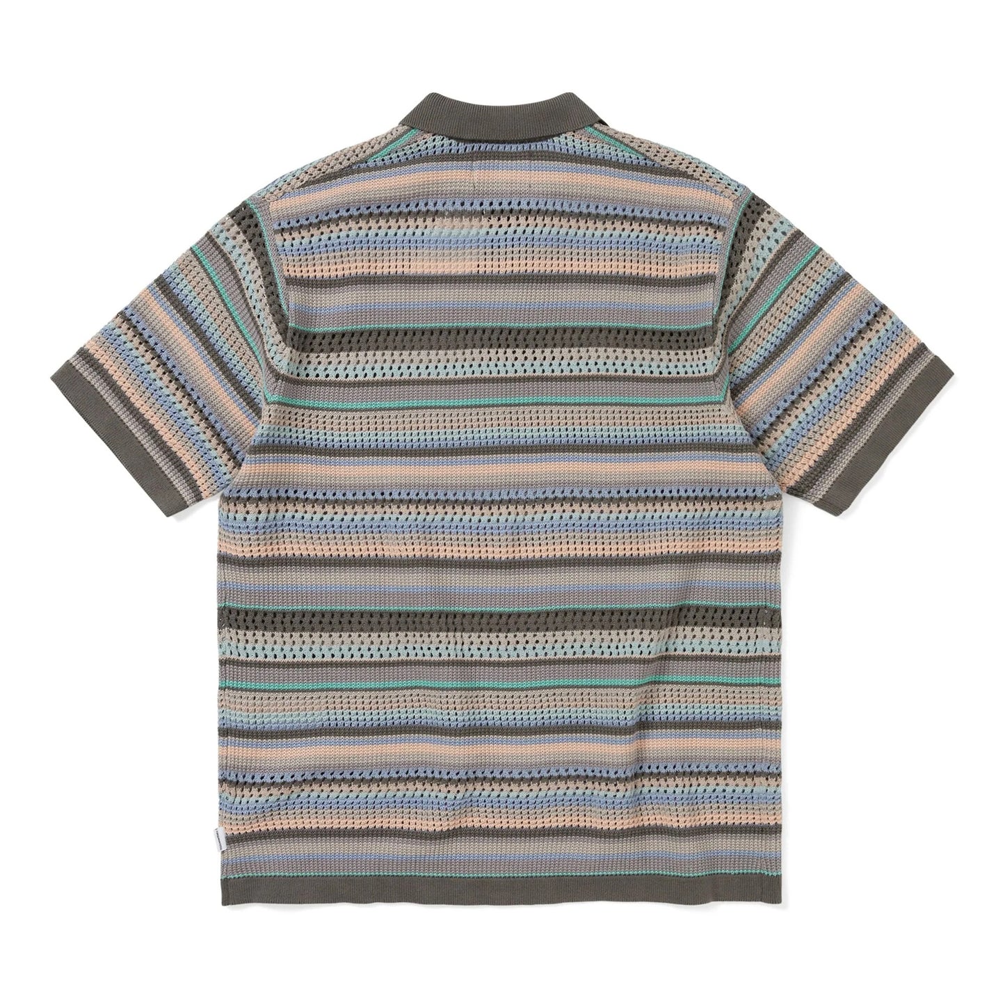 Striped S/S KnIt Polo - Pink Grey