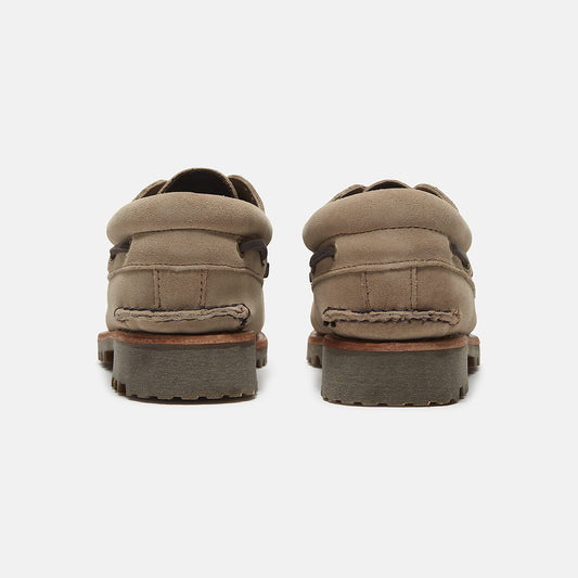 Authentic 'Mix Tape' Handsewn 3 Eye Lug Boat Shoe - Taupe