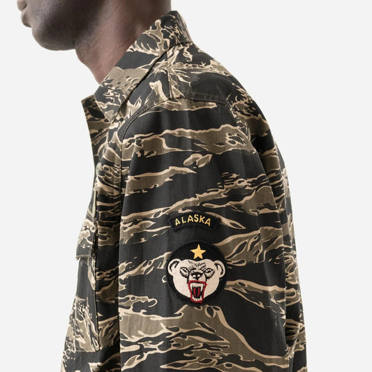 7147 Bonsai Tigerstripe L/S Utility Shirt - Mint Gold