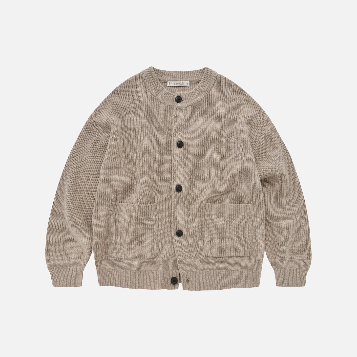 Heavy Wool Round Cardigan - Oatmeal