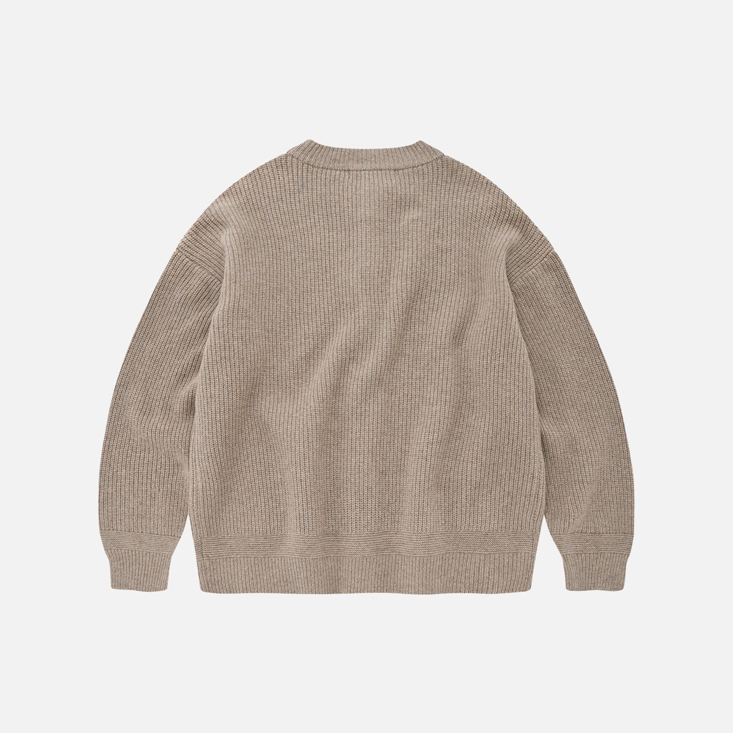 Heavy Wool Round Cardigan - Oatmeal