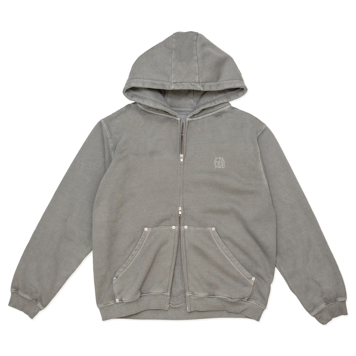 Monogram Zip Hood - Washed Grey