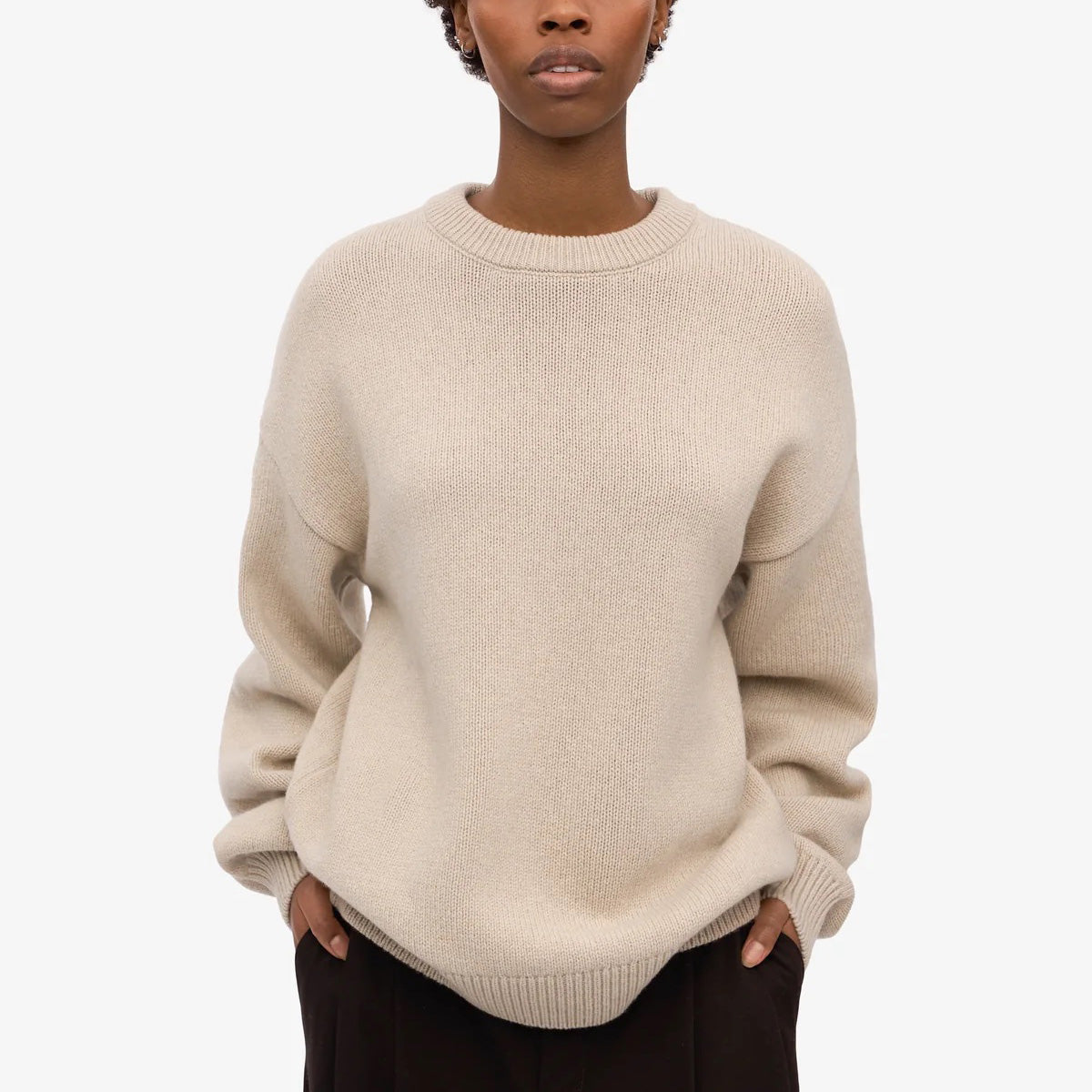 Oversized Merino Wool Crew - Ivory White