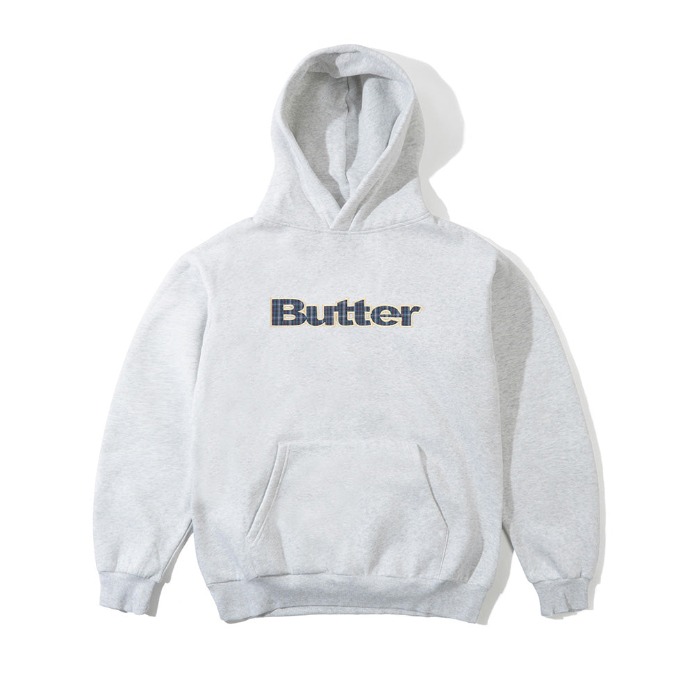 Plaid Logo Applique Pullover Hood - Ash